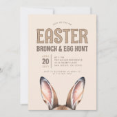 Schattigee Bunny Ears Paasbrunch en Egg Hunt Invit Kaart (Voorkant)