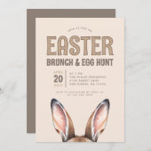 Schattigee Bunny Ears Paasbrunch en Egg Hunt Invit Kaart (Voorkant / Achterkant)