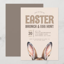 Schattigee Bunny Ears Paasbrunch en Egg Hunt Invit