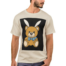 Schattigee Bunny Ears Teddy Bear Cartoon T-shirt