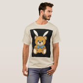 Schattigee Bunny Ears Teddy Bear Cartoon T-shirt (Voorkant volledig)