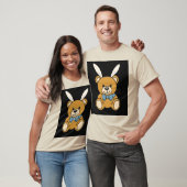 Schattigee Bunny Ears Teddy Bear Cartoon T-shirt (Unisex)