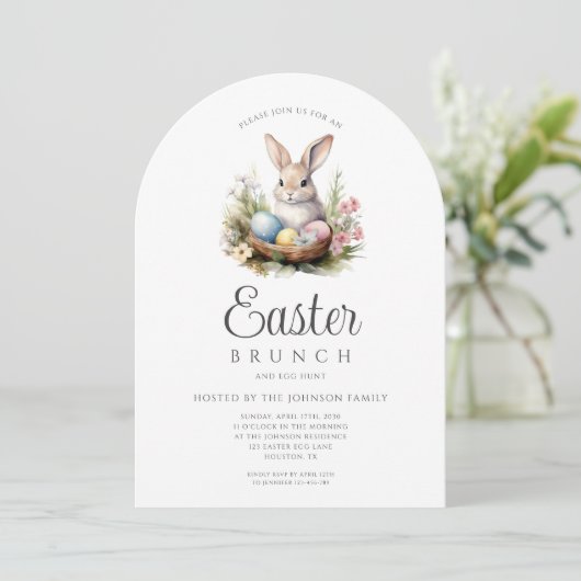 Schattigee Bunny Easter Brunch Arch Kaart (Staand voorkant)