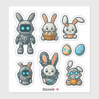 Schattigee Bunny Easter Futuristische Stickers