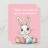 Schattigee Bunny Easter Kaart – Schattige paaseier (Voorkant / Achterkant)