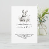 Schattigee Bunny Easter verjaardagsuitnodiging Kaart (Staand voorkant)