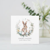 Schattigee Bunny Eggs Garland Krans Gepersonalisee Kaart (Staand voorkant)