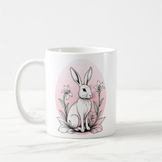 Schattigee Bunny en Lelies Plus Grootte Koffiemok