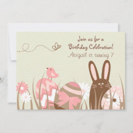 Schattigee Bunny en Paaseieren Verjaardag Uitnodig Kaart