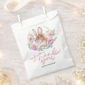 Schattigee Bunny en Roze Bloemen Baby shower Bedan Bedankzakje (Geknipt)