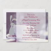 Schattigee Bunny en Tea Cup in de sneeuw 1e verjaa Kaart (Achterkant)