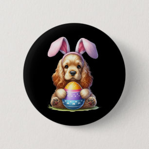 Schattigee Bunny Er Spaniel Hond Paasknuffel Eiere Ronde Button 5,7 Cm