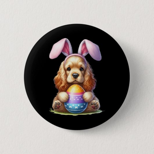 Schattigee Bunny Er Spaniel Hond Paasknuffel Eiere Ronde Button 5,7 Cm (Voorkant)