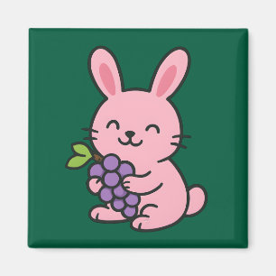 Schattigee Bunny Eten Druiven - Schattige Keukenma Magneet
