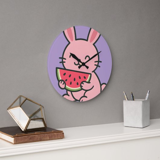 Schattigee Bunny Eten Wortel Muur Klok | Kawaii Ra (Kantoor)