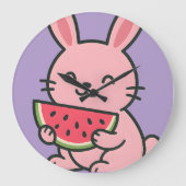 Schattigee Bunny Eten Wortel Muur Klok | Kawaii Ra (Voorkant)