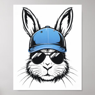 Schattigee Bunny Face Gles Shirt Pet Paasdag Poster