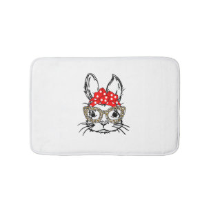 Schattigee Bunny Face Leopard Print Red Bandana Ra Badmat