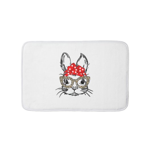 Schattigee Bunny Face Leopard Print Red Bandana Ra Badmat (Voorkant)
