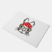 Schattigee Bunny Face Leopard Print Red Bandana Ra Deurmat (Schuin)