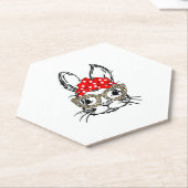 Schattigee Bunny Face Leopard Print Red Bandana Ra Kartonnen Onderzetters (Schuin)