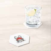 Schattigee Bunny Face Leopard Print Red Bandana Ra Kartonnen Onderzetters (Insitu)