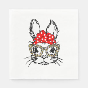 Schattigee Bunny Face Leopard Print Red Bandana Ra Servet