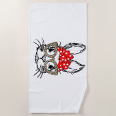 Schattigee Bunny Face Leopard Print Red Bandana Ra Strandlaken (Voorkant)