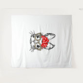 Schattigee Bunny Face Leopard Print Red Bandana Ra Wandkleed (Voorkant (horizontaal))
