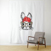 Schattigee Bunny Face Leopard Print Red Bandana Ra Wandkleed (In situ)
