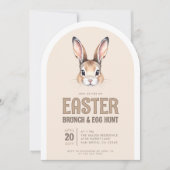 Schattigee Bunny Face Paasbrunch en Egg Hunt Kaart (Voorkant)