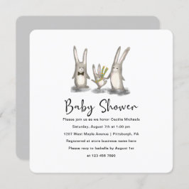 Schattigee Bunny Family Baby shower Uitnodiging