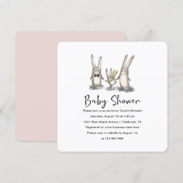 Schattigee Bunny Family Baby shower Uitnodiging