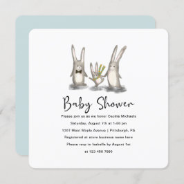 Schattigee Bunny Family Baby shower Uitnodiging