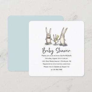 Schattigee Bunny Family Baby shower Uitnodiging