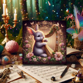 Schattigee Bunny Floral Fantasy Art Nouveau Pasen Feestdagenkaart