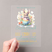 Schattigee Bunny Floral Paasbrunch Acryl Uitnodigingen (Insitu (Draagbaar))
