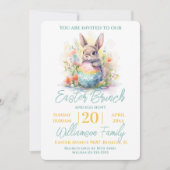 Schattigee Bunny Floral Paasbrunch Kaart (Voorkant)