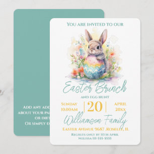 Schattigee Bunny Floral Paasbrunch Kaart