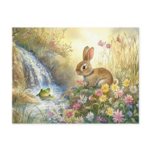 Schattigee Bunny Frog Waterval Briefkaart Spring W