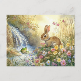 Schattigee Bunny Frog Waterval Briefkaart Spring W