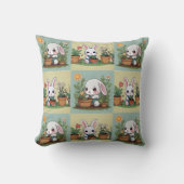Schattigee Bunny Gardening Print Kussen (Voorkant)