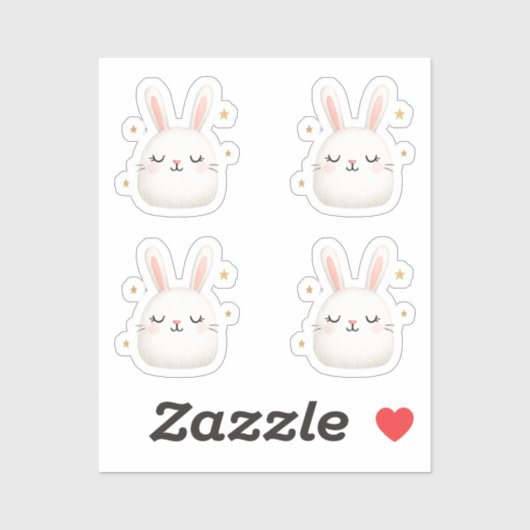 Schattigee Bunny Gezicht Set – Schattige White Rab Sticker (Vel)
