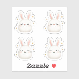 Schattigee Bunny Gezicht Set – Schattige White Rab Sticker