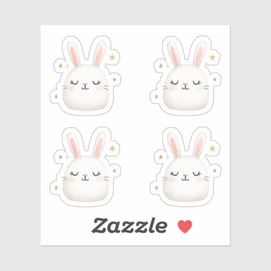 Schattigee Bunny Gezicht Set – Schattige White Rab Sticker (Vel)