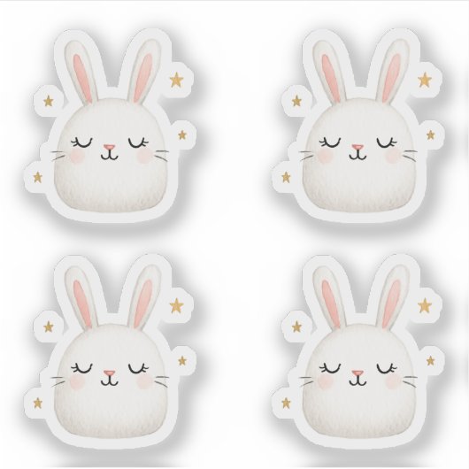Schattigee Bunny Gezicht Set – Schattige White Rab Sticker (Voorkant)