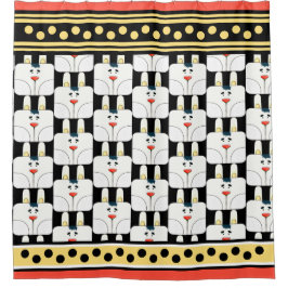 Schattigee Bunny Gezichten En Polka Dots Douchegor Douchegordijn