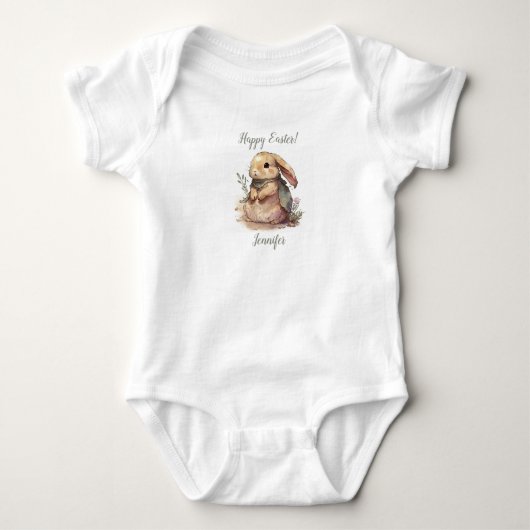 Schattigee Bunny Happy Easter Baby Bodysuit (Voorkant)