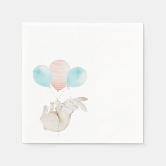 Schattigee Bunny Holding Ballonnen Papier servet (Voorkant)