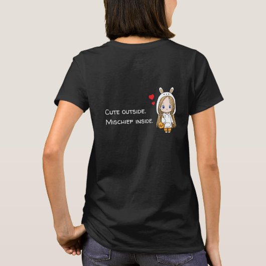 Schattigee Bunny Hood Meisje T-shirt (Achterkant)